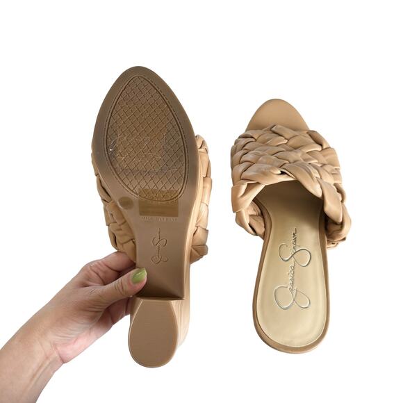 Jessica Simpson Supira Nude Platform Sandal Braided Faux Wood Mule Sandals 9.5 - Picture 7 of 8
